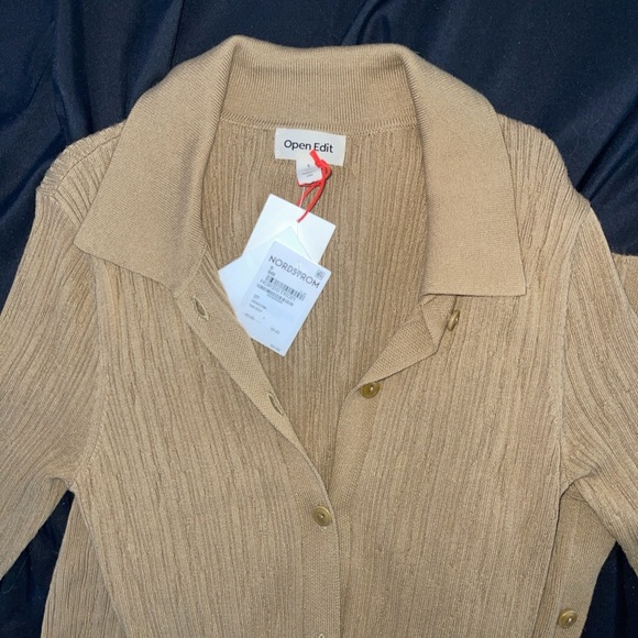 Tan Ribbed Long Cardigan - Picture 3 of 7